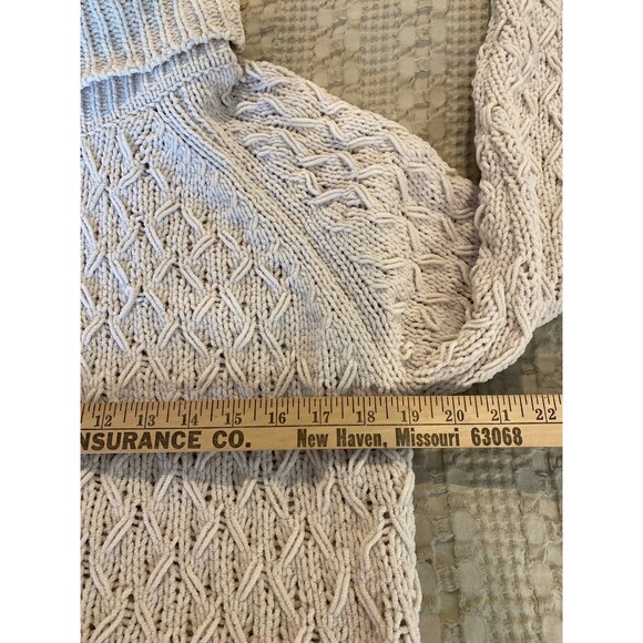 Moon & Madison Sweater Size XS Beige Cream Color Turtleneck Unique Cable Knit - Picture 9 of 10
